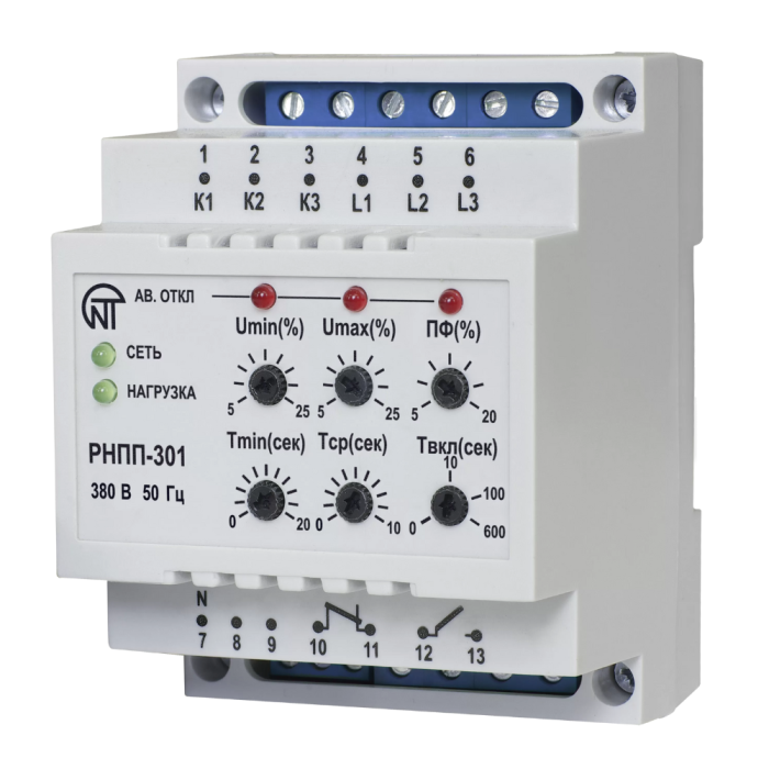 Трехфазное реле напряжения и контроля фаз РНПП-301