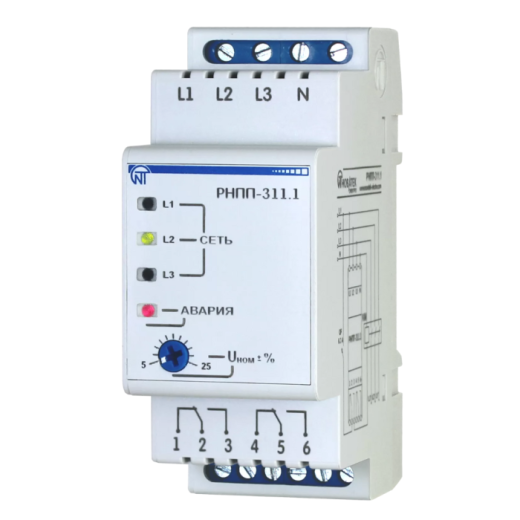 Реле напряжения, перекоса и последовательности фаз РНПП-311.1